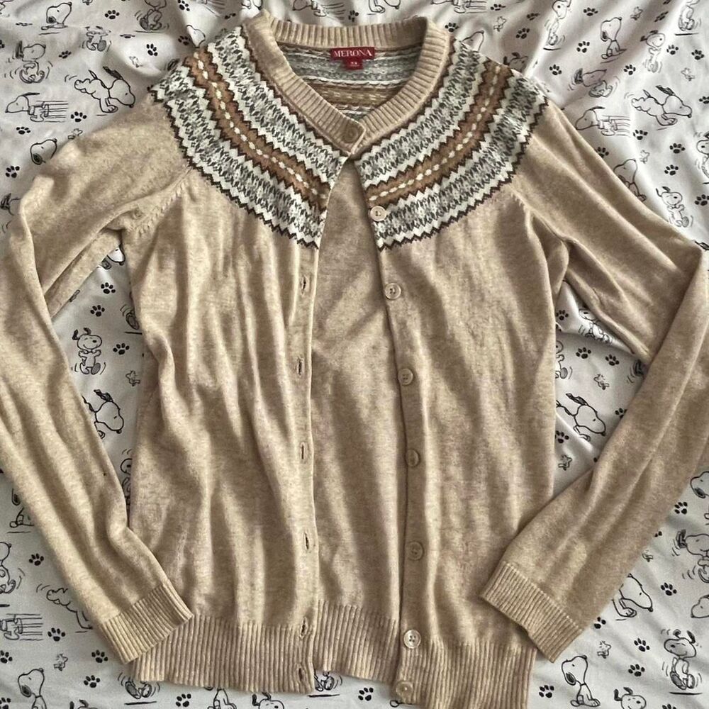 Merona Women's Tan and Cream Cardigan